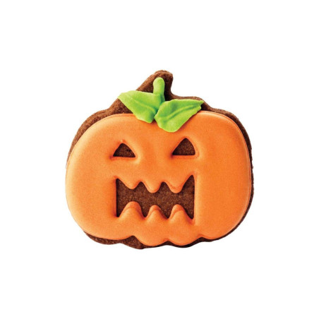 halloween pumpkin shortbread cookie