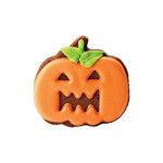halloween pumpkin shortbread cookie
