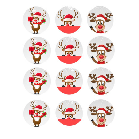 12 edible reindeer sugar Christmas decorations