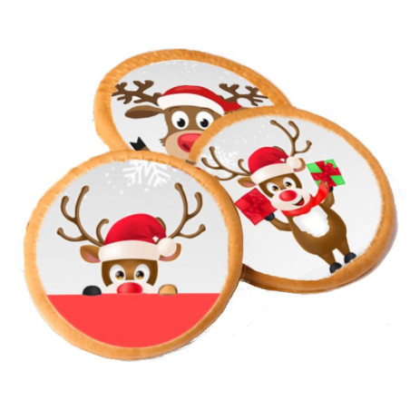 Christmas shortbread cookies with edible reindeer decoration