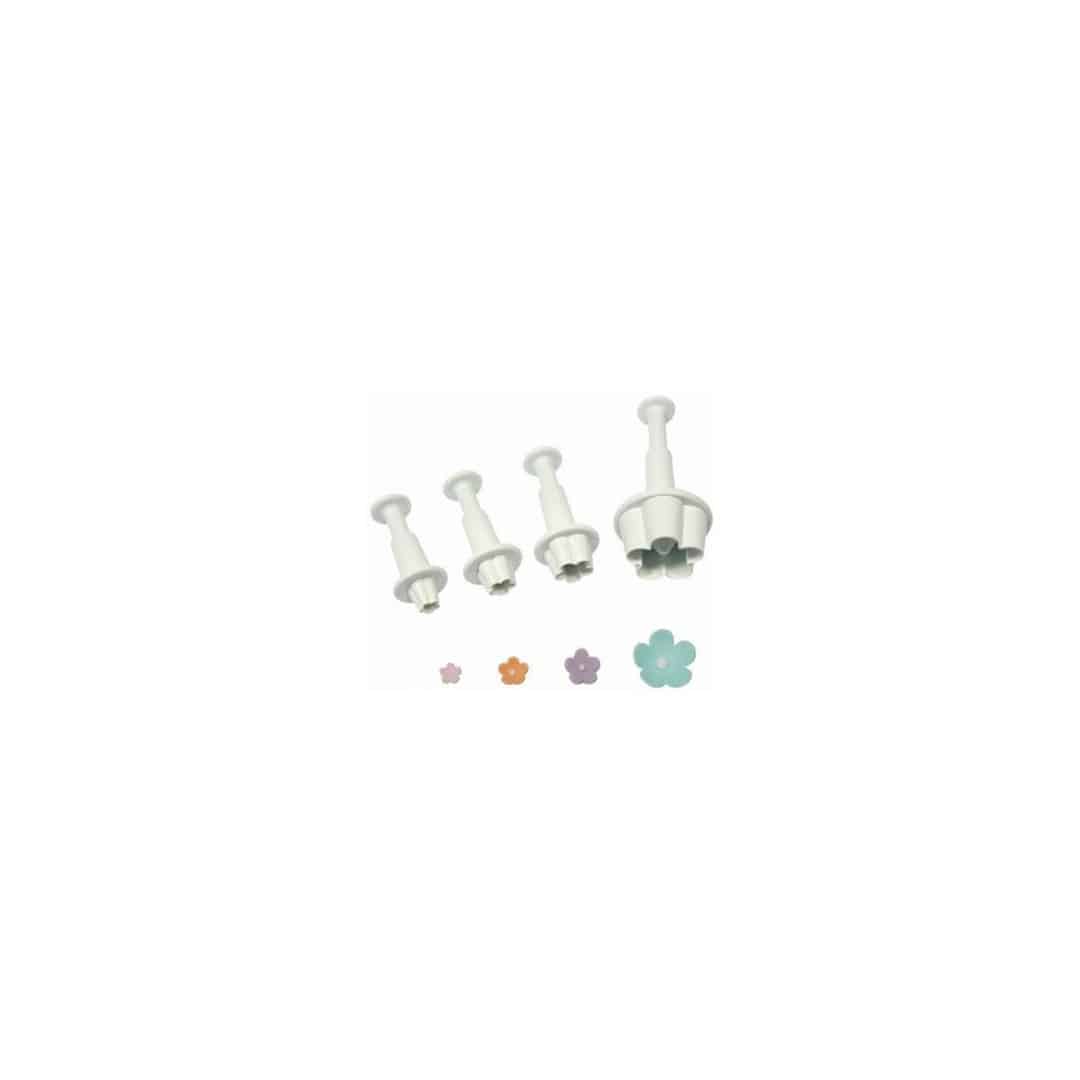 Set of 4 flower cutters and pushers for baking