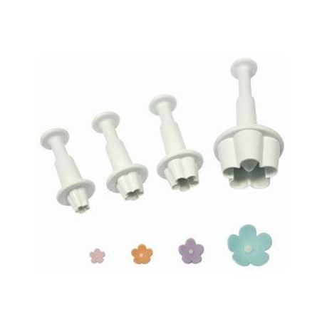 Set of 4 flower cutters and pushers for baking