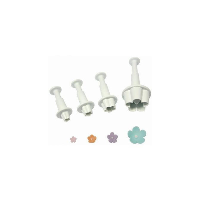 Set of 4 flower cutters and pushers for baking