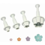 Set of 4 flower cutters and pushers for baking
