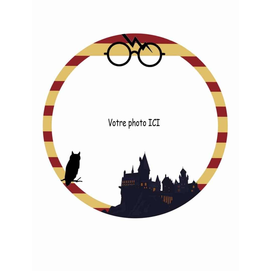round edible photo with a theme school of wizards to personalize