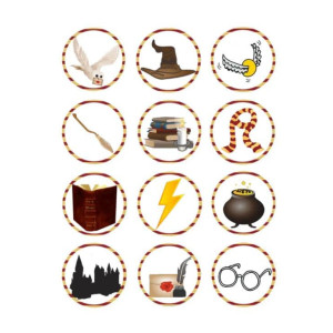 Wizarding school themed sugar discs for decorating cookies