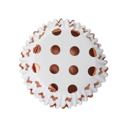 30-white-cupcake-cases-with-pink-gold polka dots