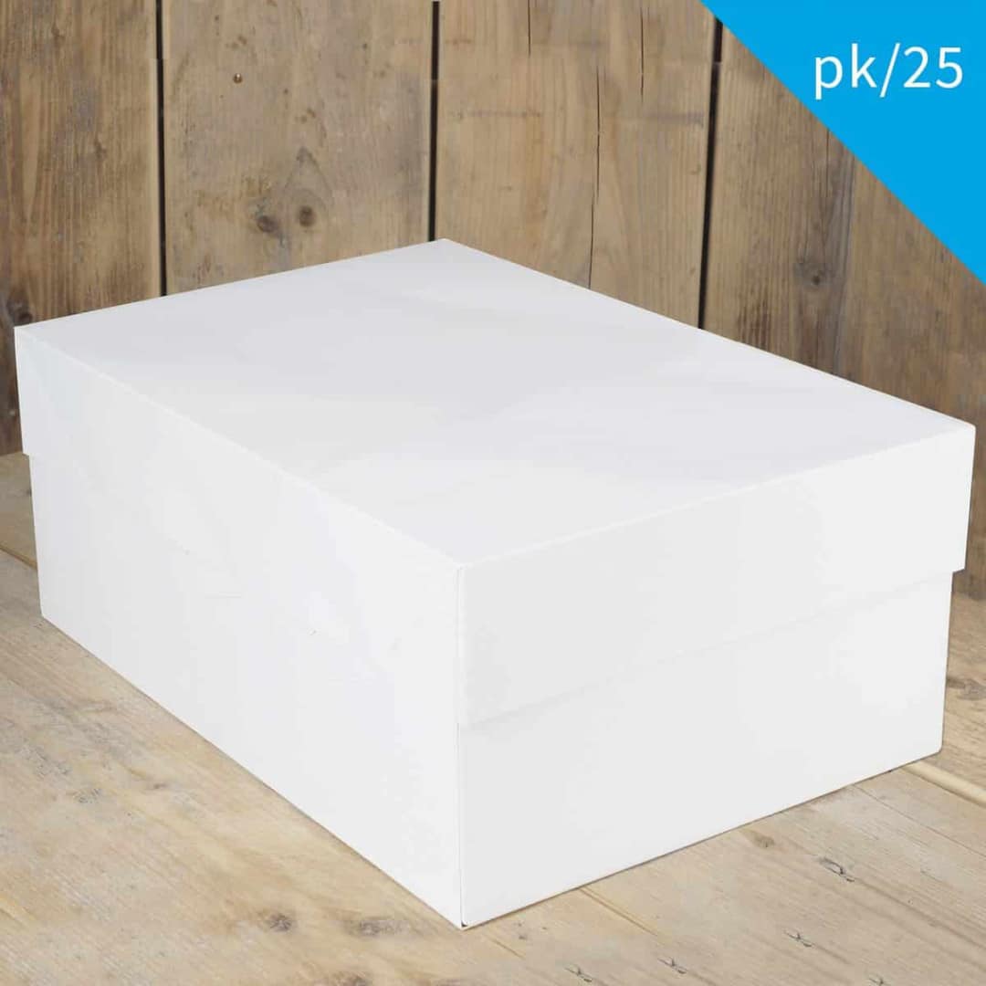 Pack of 25 white cake boxes 40x30x15 cm
