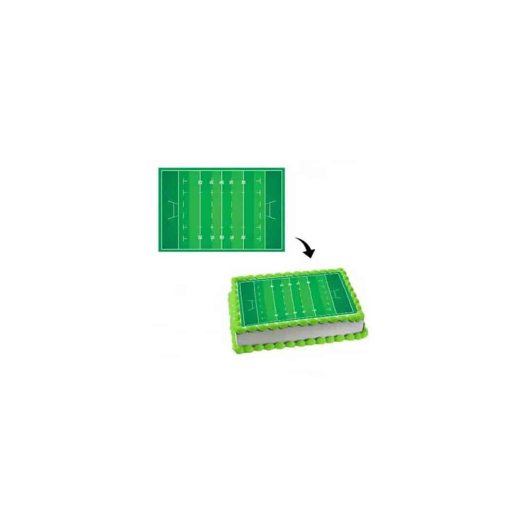 sugar leaf rugby field cake decoration