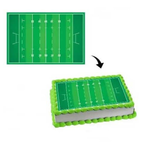 sugar leaf rugby field cake decoration