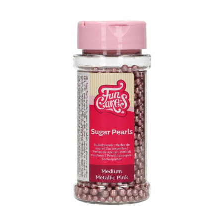 metallic pink sugar pearls from funcakes 80g