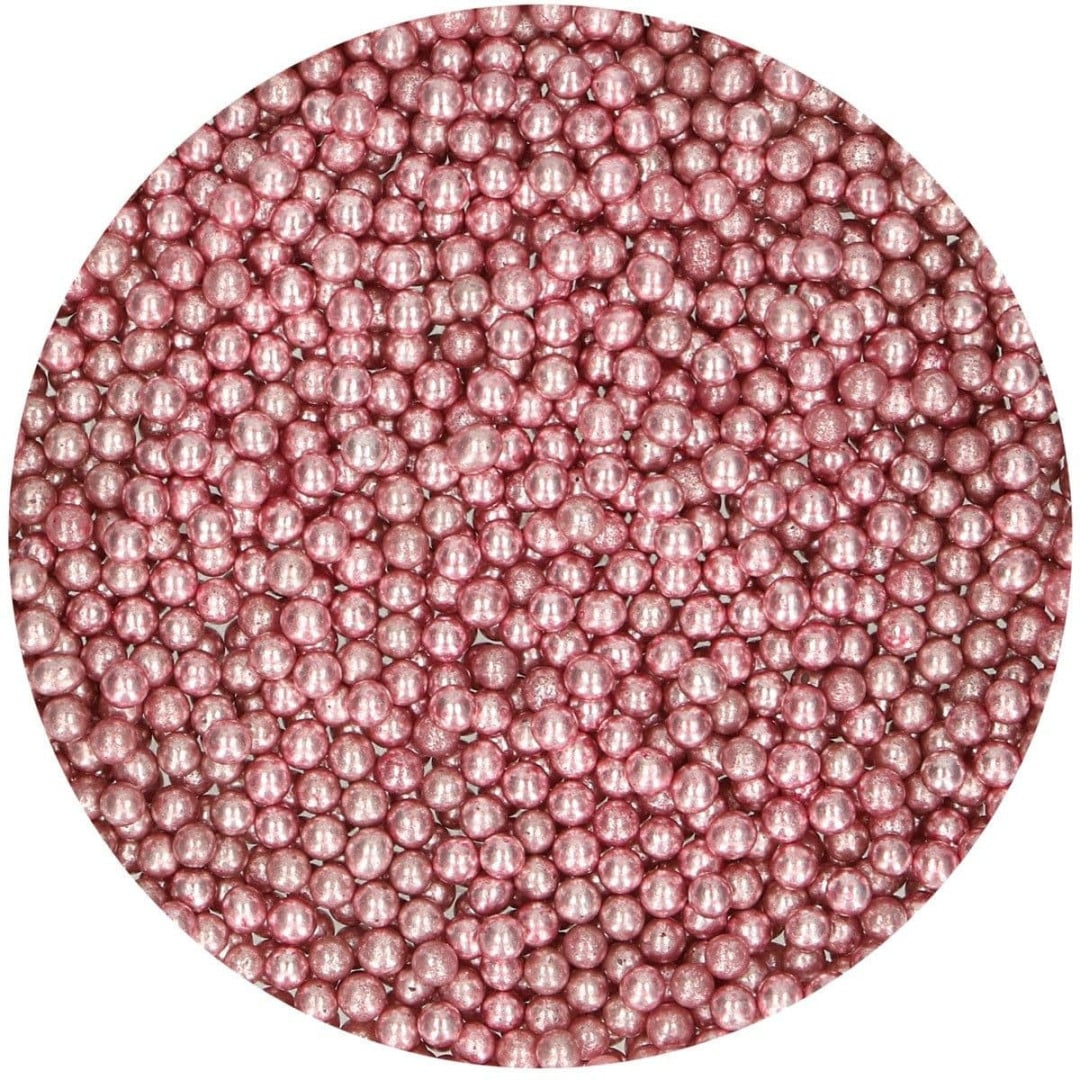 metallic pink sugar pearls - funcakes