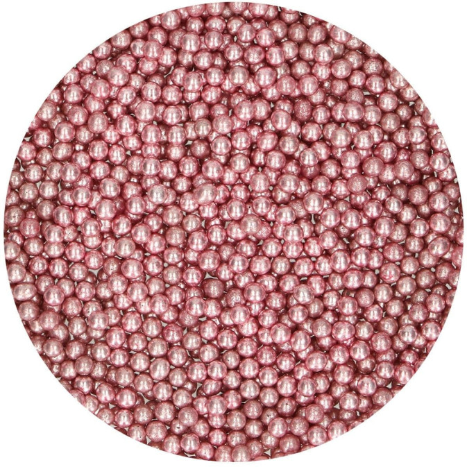 metallic pink sugar pearls - funcakes
