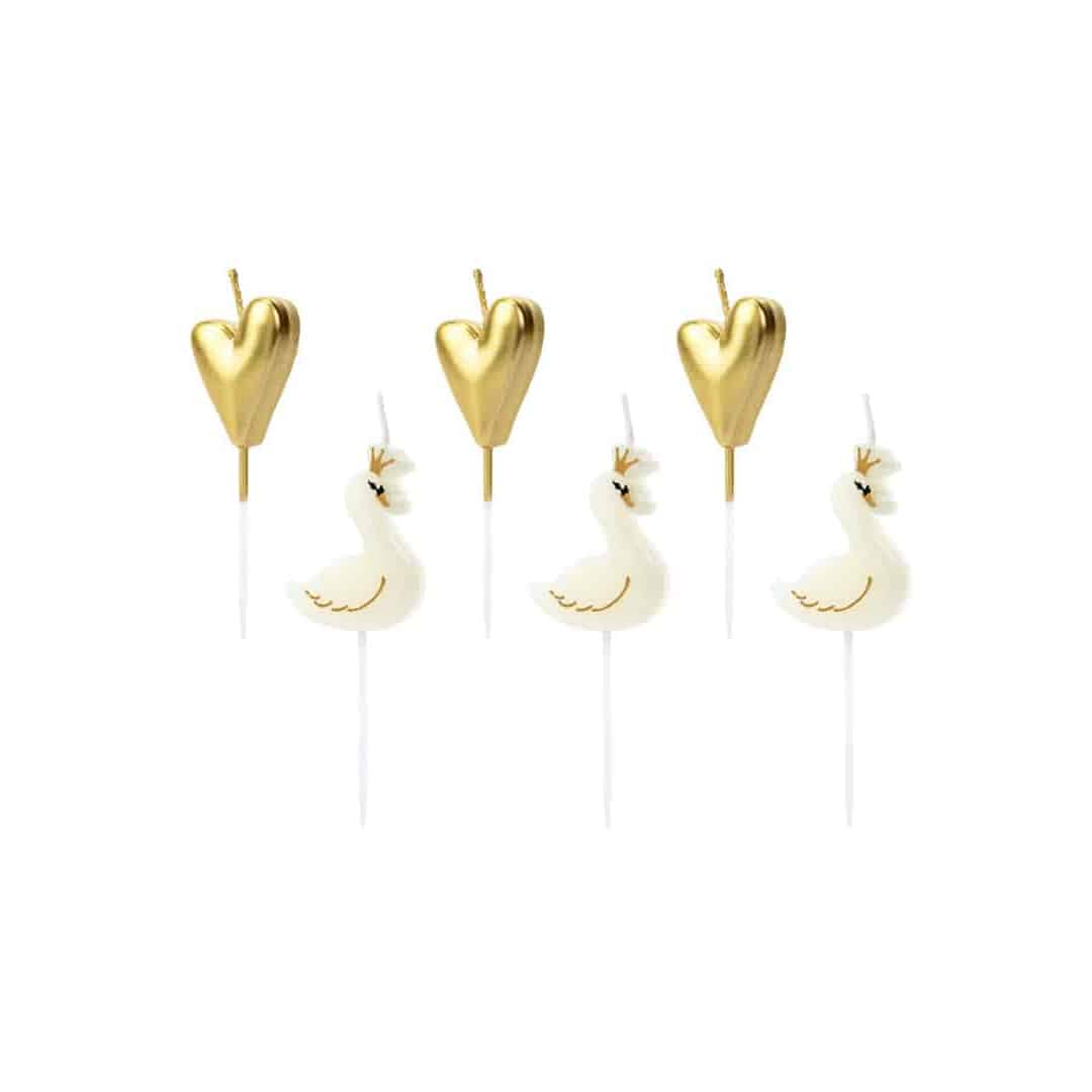 6-swan-candles-golden-hearts