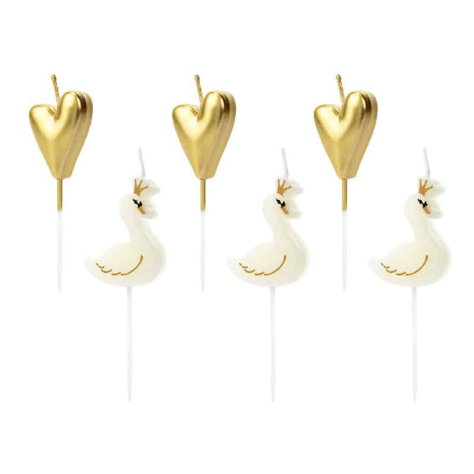 6-swan-candles-golden-hearts