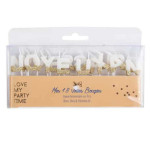 Happy birthday candle kit White & gold