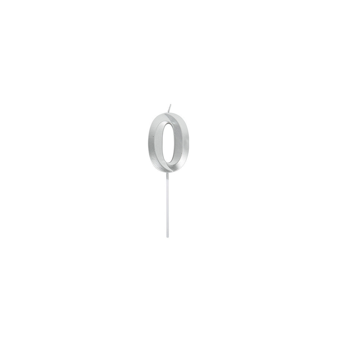 candle-number-0-silver-metal