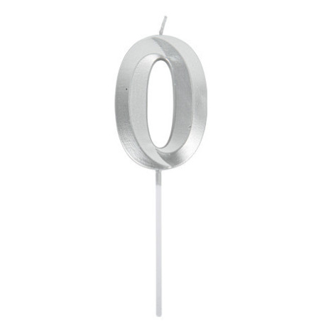 candle-number-0-silver-metal