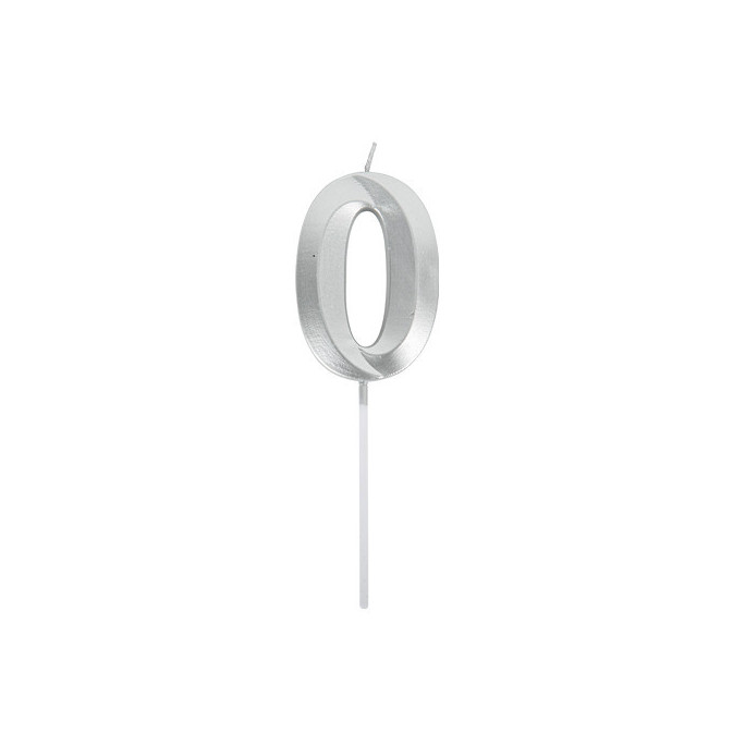 candle-number-0-silver-metal