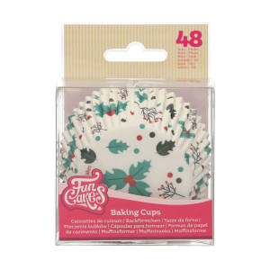 48 Holly leaf cupcake cases - Christmas
