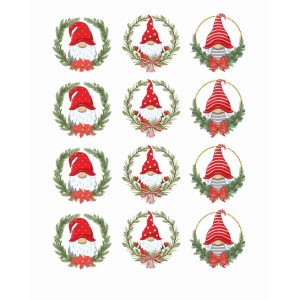 12 edible Christmas elves discs