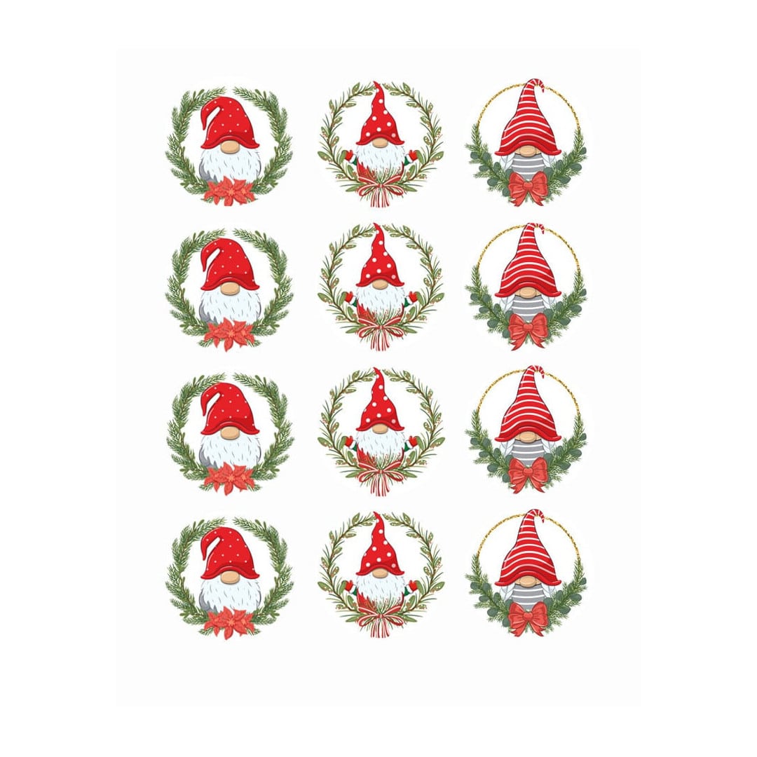 12 edible Christmas elves discs
