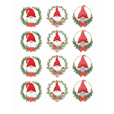 12 edible Christmas elves discs