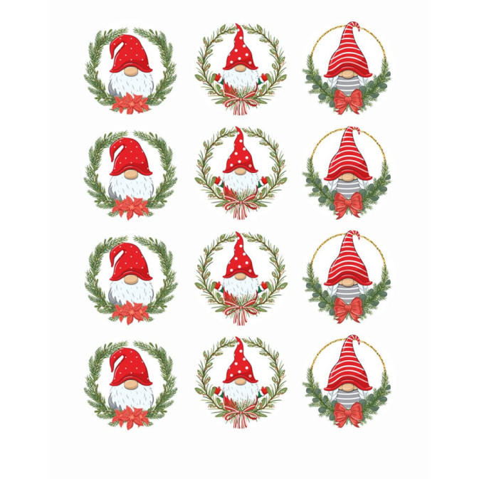12 edible Christmas elves discs