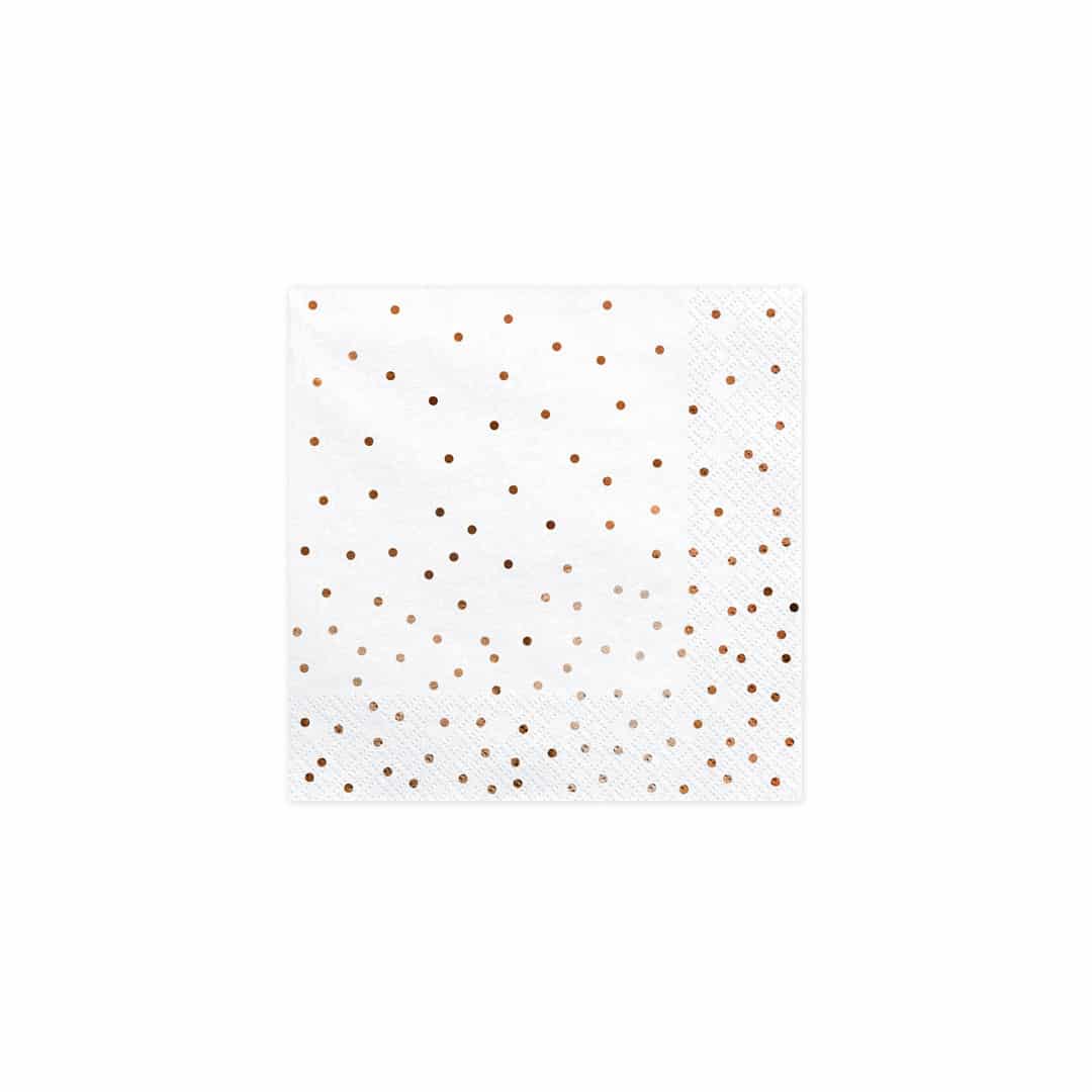 20-white-paper-napkins-with-pink-gold polka dots