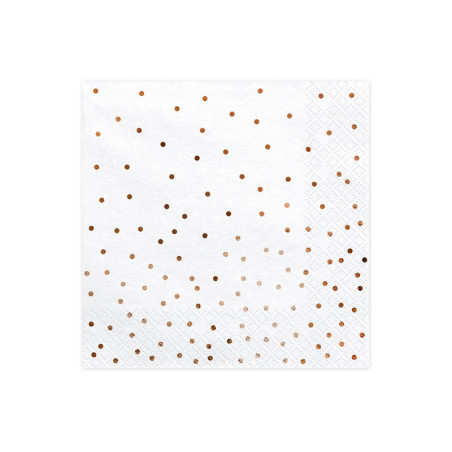 20-white-paper-napkins-with-pink-gold polka dots
