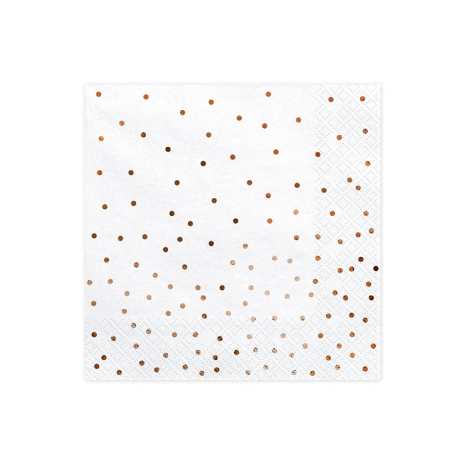 20-white-paper-napkins-with-pink-gold polka dots
