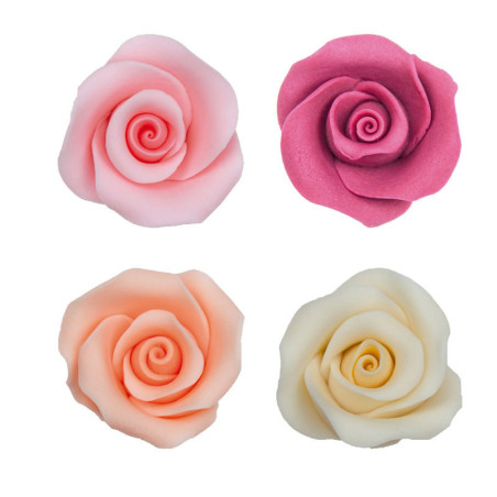 10 sugar roses, assorted in 4 colors