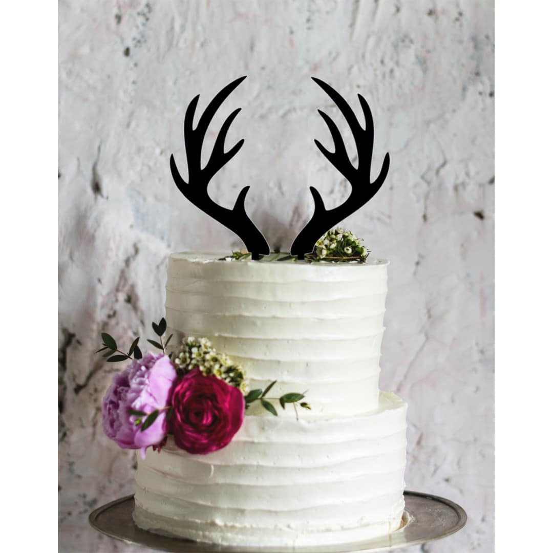 Deer antler cake topper