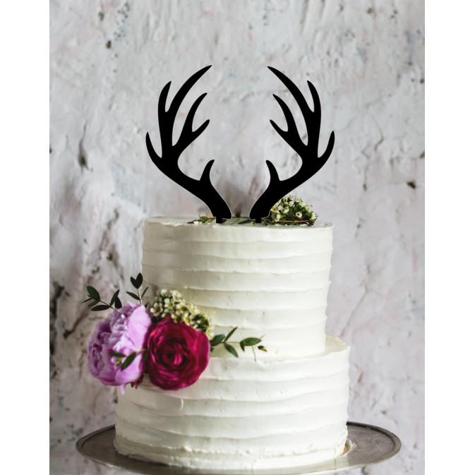 Deer antler cake topper