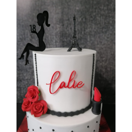 Cake Topper Silhouette of a seated woman to personalize