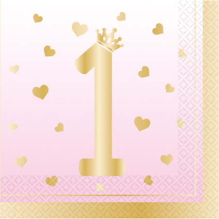 16-piece pink birthday napkins