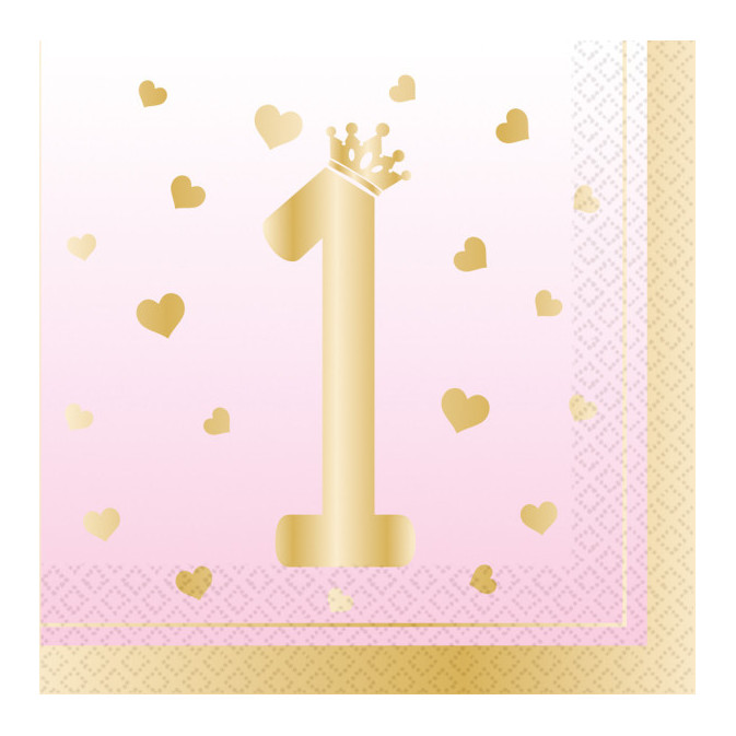 16-piece pink birthday napkins