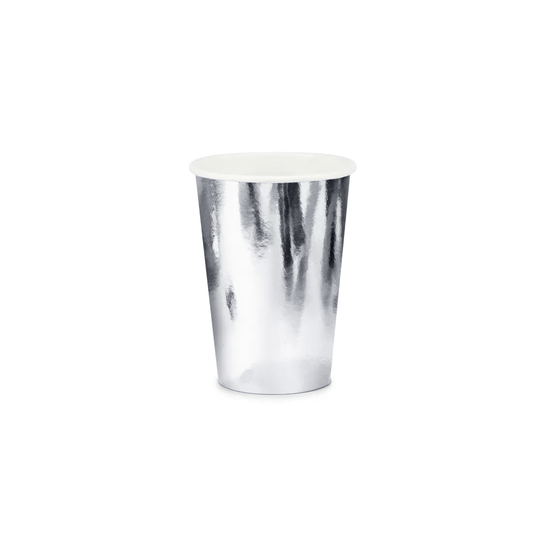mirrored silver paper cups