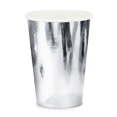mirrored silver paper cups
