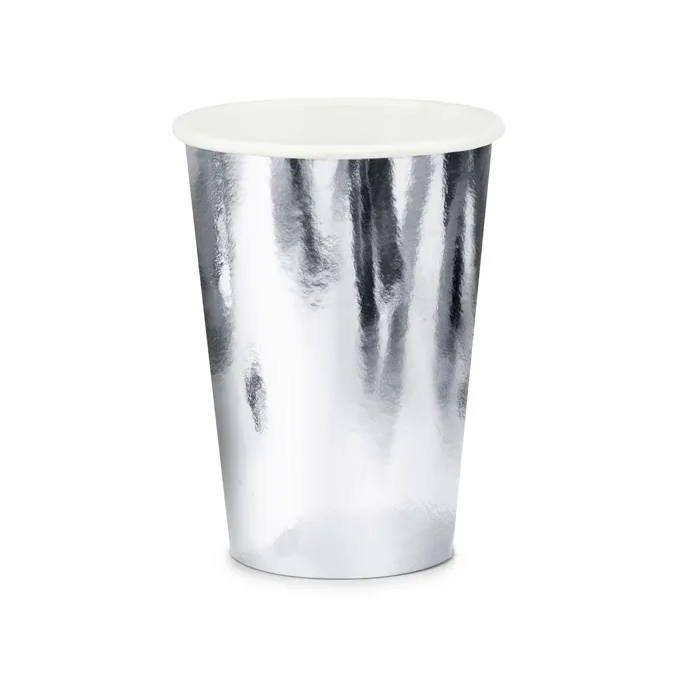 mirrored silver paper cups
