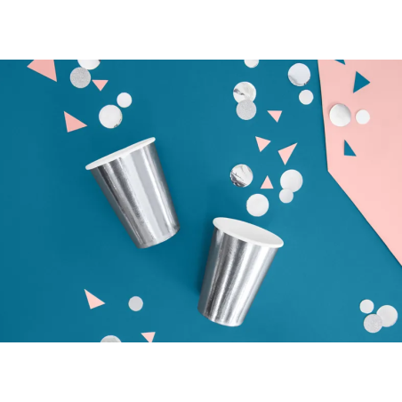 6 silver mirror paper cups