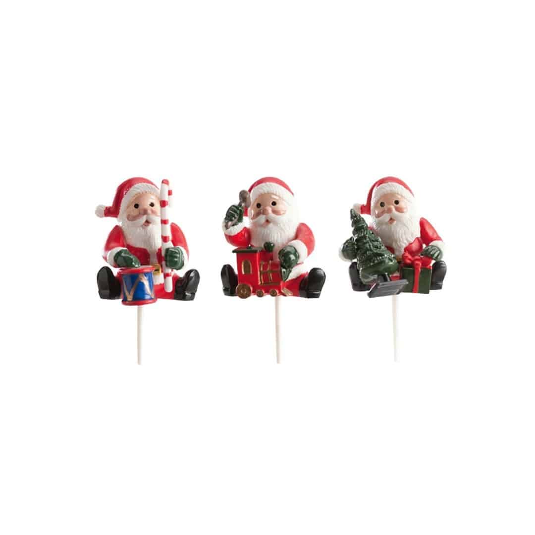 Christmas log cake toppers - Santa Claus - set of 3