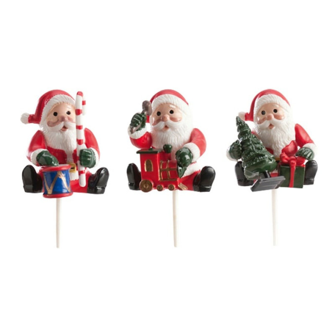 Christmas log cake toppers - Santa Claus - set of 3