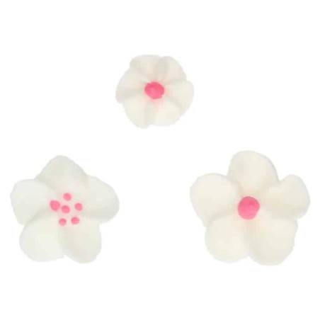 Mix 32 white and pink sugar flowers