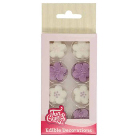 Mix 24 purple sugar flowers