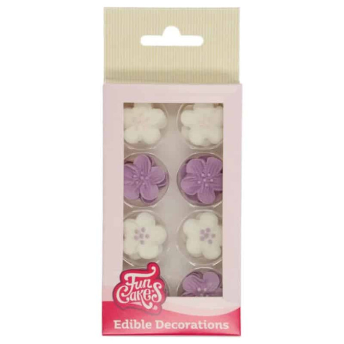 Mix 24 purple sugar flowers