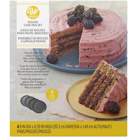 set of round non stick layer cake moulds by wilton