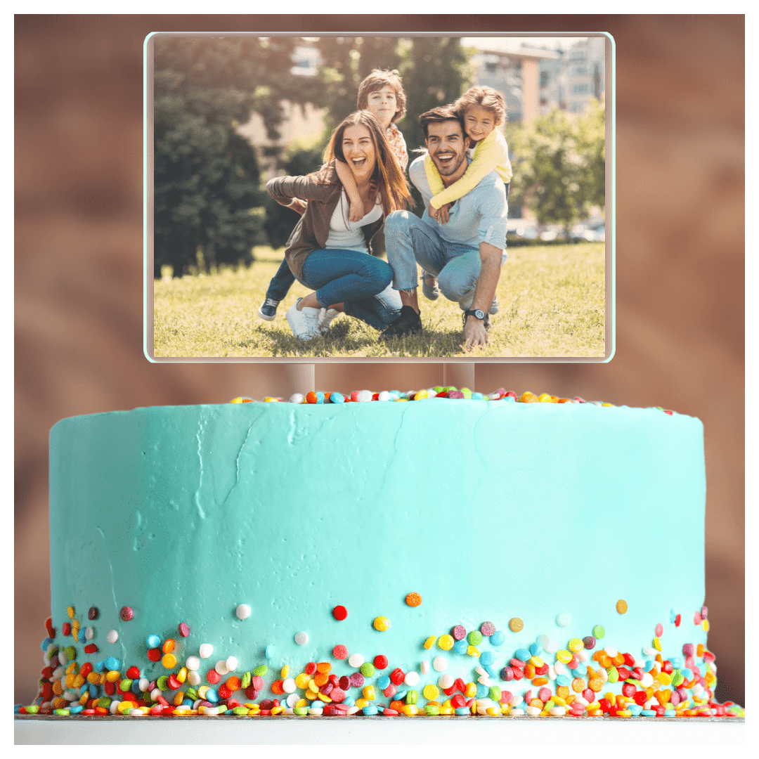 transparent cake topper customizable with photo