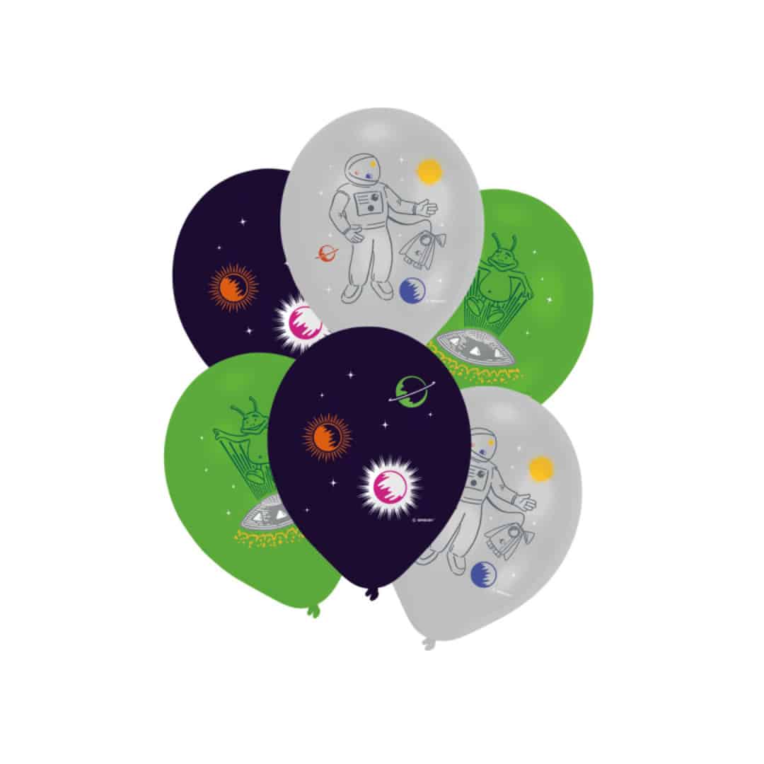 6 space birthday balloons