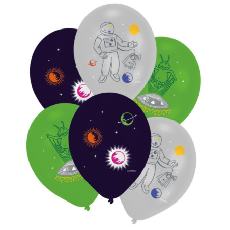 6 space birthday balloons